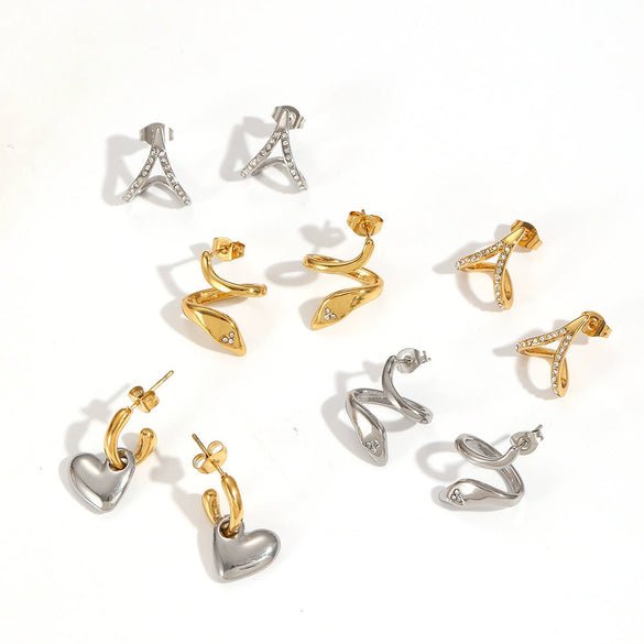Fashion Geometric Dot Diamond Stainless Steel Women's Earrings