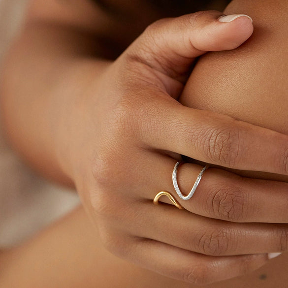 Fashion Geometric Double Zshaped 925 Silver Zirconium Ring