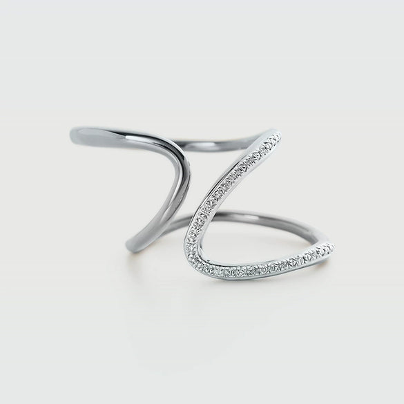 Fashion Geometric Double Zshaped 925 Silver Zirconium Ring