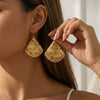 Fashion Geometric Fanshaped Alloy Earrings With Diamond Accents And Electroplated Finish