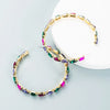 Fashion Geometric Glass Diamond C-Shaped Big Earrings Wholesale Gooddiy