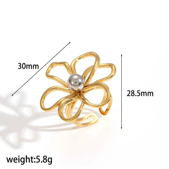 Fashion Geometric Hollow Line Flower Stainless Steel And Titanium Steel Earrings With Electroplating For Women