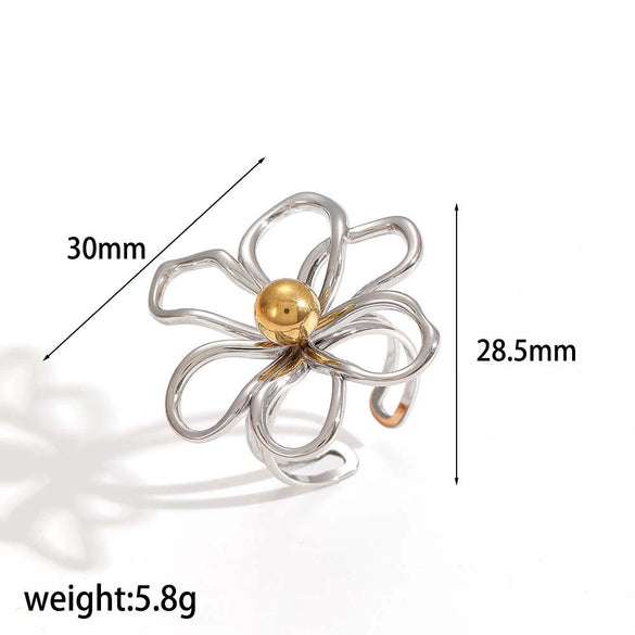 Fashion Geometric Hollow Line Flower Stainless Steel And Titanium Steel Earrings With Electroplating For Women
