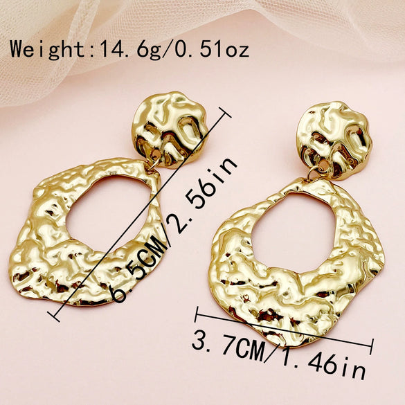 Fashion Geometric Hollow Stainless Steel Goldplated Flower Earrings