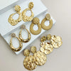 Fashion Geometric Hollow Stainless Steel Goldplated Flower Earrings