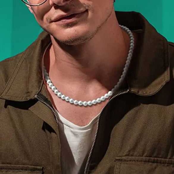 Fashion Geometric Imitation Pearl Beaded Men'S Necklace