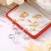 Fashion Geometric Imitation Pearl Earrings Titanium Steel 18K Gold Plated