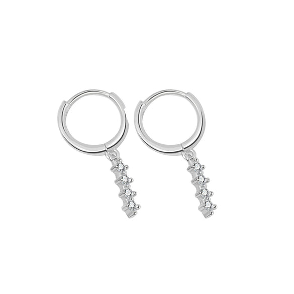 Fashion Geometric Inlaid Diamond Style S925 Sterling Silver Circle Earrings For Women With Modern Minimalist Design