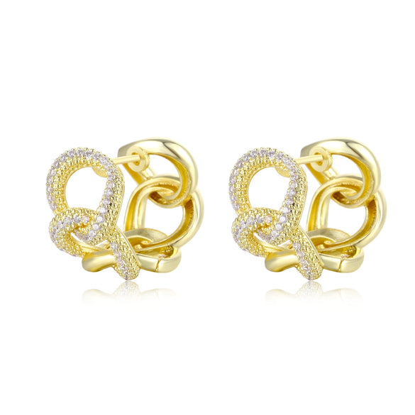 Fashion Geometric Irregular Zircon Twist Earrings Environmental Copper Trendy Ear Buckle Jewelry For Women