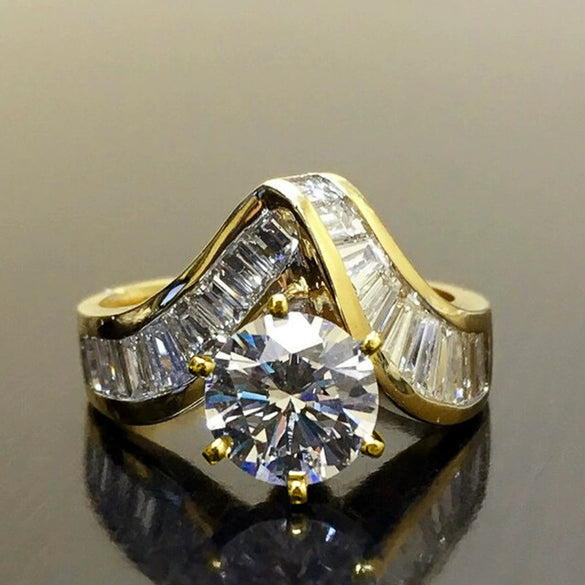 Fashion Geometric Ladder Square Irregular Ring Copper With Zirconia For Women