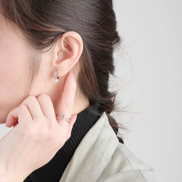 Fashion Geometric Micro Inlaid Zircon Sterling Silver Earrings With Electroplated Finish
