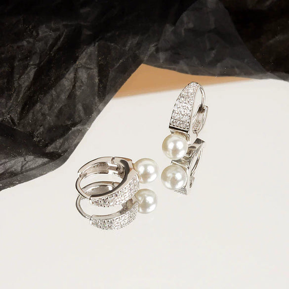 Fashion Geometric Micro Inlaid Zircon Sterling Silver Earrings With Electroplated Finish