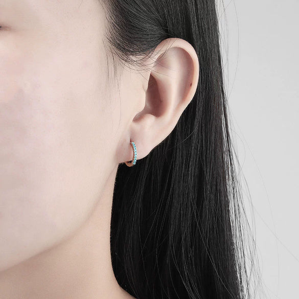 Fashion Geometric Micro Inlaid Zircon Sterling Silver Hoop Earrings With Electroplated Finish