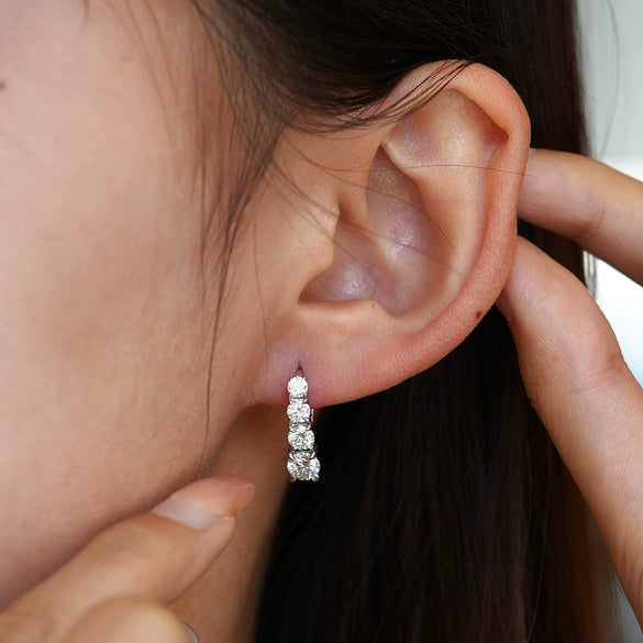 Fashion Geometric Moissanite 925 Sterling Silver Earrings Set With Diamonds