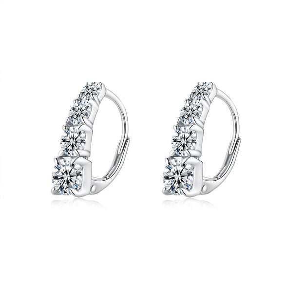 Fashion Geometric Moissanite 925 Sterling Silver Earrings Set With Diamonds