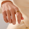Fashion Geometric Moon Stainless Steel Ring 18K Gold Plated