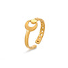 Fashion Geometric Moon Stainless Steel Ring 18K Gold Plated