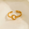 Fashion Geometric Moon Stainless Steel Ring 18K Gold Plated