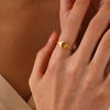 Fashion Geometric Moon Stainless Steel Ring 18K Gold Plated