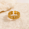 Fashion Geometric Oval Opening Adjustable Stainless Steel Goldplated Ring For Women