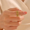 Fashion Geometric Oval Opening Adjustable Stainless Steel Goldplated Ring For Women