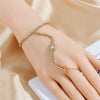 Fashion Geometric Oval Square Butterfly Stainless Steel Finger Bracelet With Diamond Design