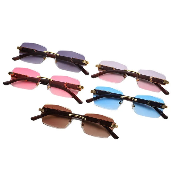 Fashion Geometric Pc Square Frameless Women'S Sunglasses