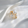 Fashion Geometric Pearl Exaggerated Opening Ring Stainless Steel Gold Plated Jewelry