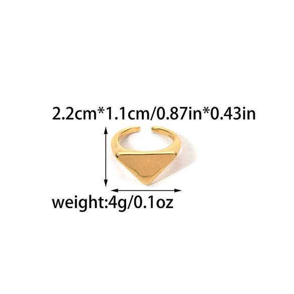 Fashion Geometric Pearl Exaggerated Opening Ring Stainless Steel Gold Plated Jewelry