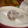 Fashion Geometric Rainbow Color Zircon Women's Copper Ring With Electroplating