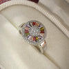 Fashion Geometric Rainbow Color Zircon Women's Copper Ring With Electroplating