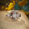 Fashion Geometric Rainbow Color Zircon Women's Copper Ring With Electroplating