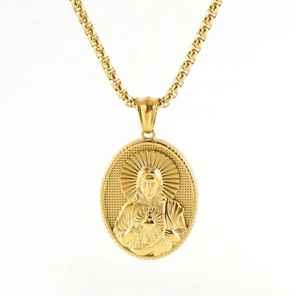 Fashion Geometric Religious Myth Figure Pendant Clavicle Chain Stainless Steel Titanium Steel Electroplated Unisex