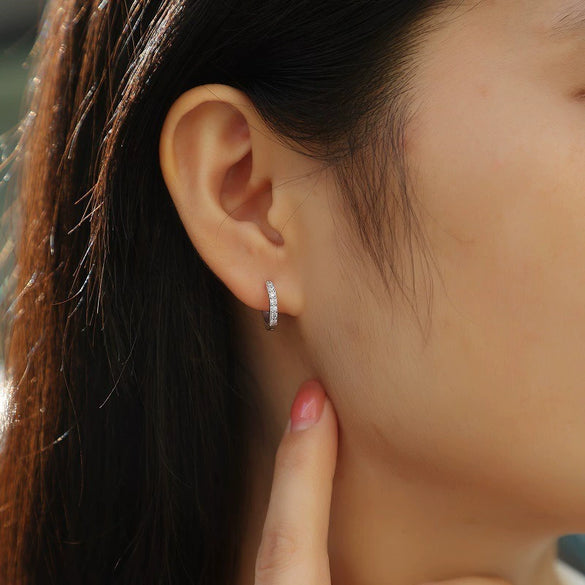 Fashion Geometric 925 Silver Moissanite Inlaid Women's Earrings