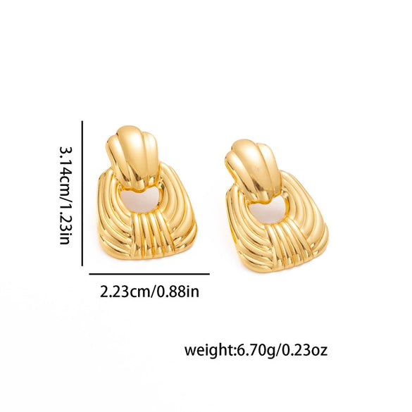 Fashion Geometric Square Titanium Steel Earrings For Women With Electroplating