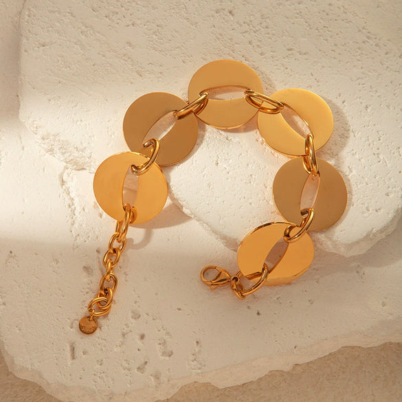 Fashion Geometric Stainless Steel Bracelet With Electroplating Design