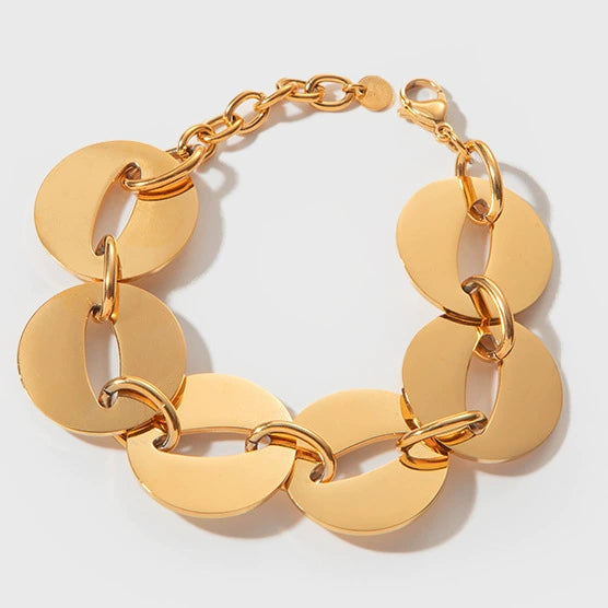Fashion Geometric Stainless Steel Bracelet With Electroplating Design