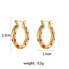 1 Pair Fashion Geometric Stainless Steel Pearl Zircon Gold Plated Earrings