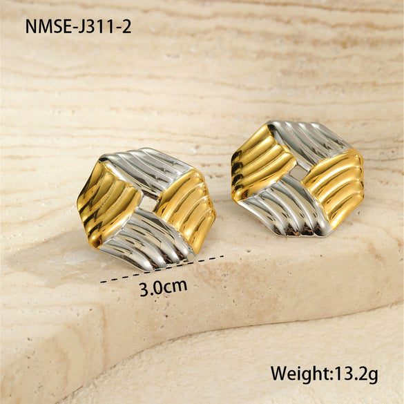 Fashion Geometric Stainless Steel Earrings With Electroplating For Women