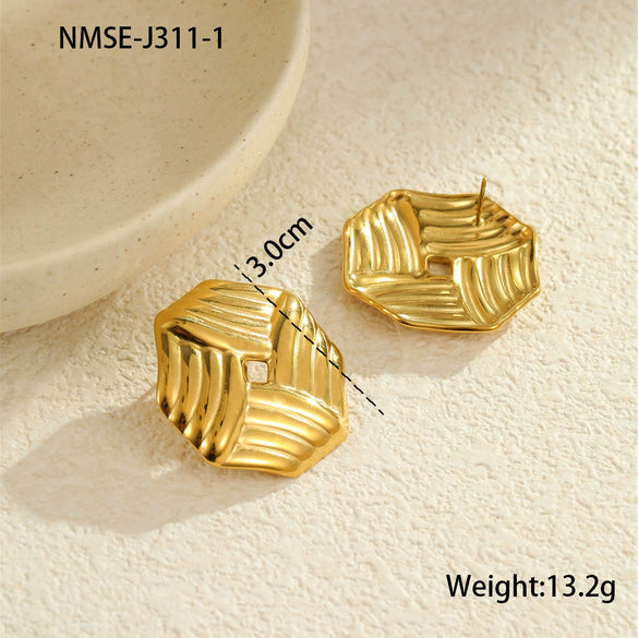Fashion Geometric Stainless Steel Earrings With Electroplating For Women