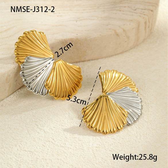 Fashion Geometric Stainless Steel Earrings With Electroplating For Women