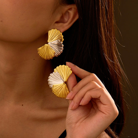 Fashion Geometric Stainless Steel Earrings With Electroplating For Women