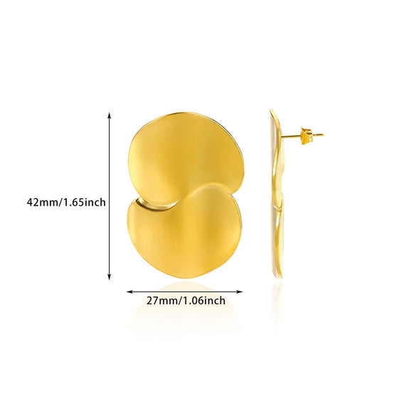 Fashion Geometric Stainless Steel Gold Electroplated Heartshaped Earrings