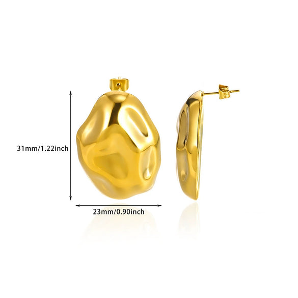 Fashion Geometric Stainless Steel Gold Electroplated Heartshaped Earrings