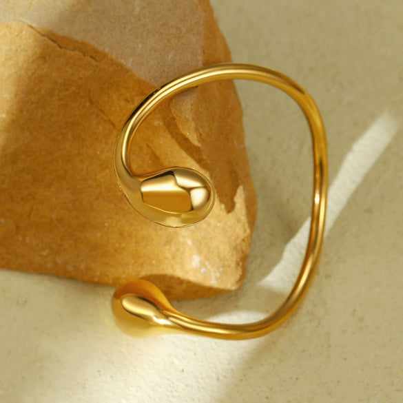 Fashion Geometric Stainless Steel Irregular Round Water Drop Electroplated Bracelet Ring Suit
