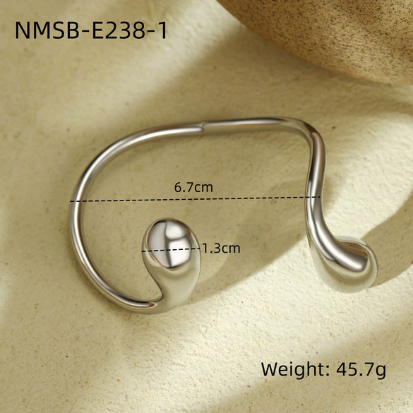 Fashion Geometric Stainless Steel Irregular Round Water Drop Electroplated Bracelet Ring Suit