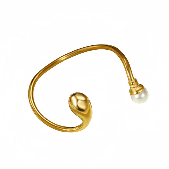 Fashion Geometric Stainless Steel Irregular Round Water Drop Electroplated Bracelet Ring Suit