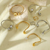 Fashion Geometric Stainless Steel Irregular Round Water Drop Electroplated Bracelet Ring Suit