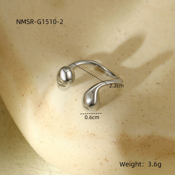 Fashion Geometric Stainless Steel Irregular Round Water Drop Electroplated Bracelet Ring Suit