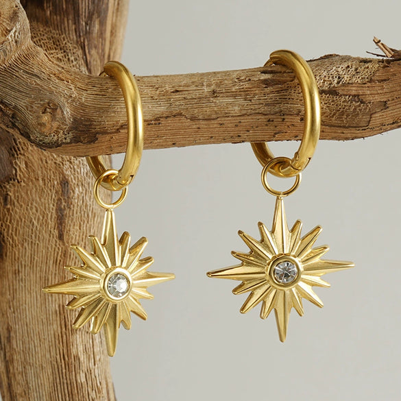 Fashion Geometric 316L Stainless Steel 18K Gold Plated Earrings For Women